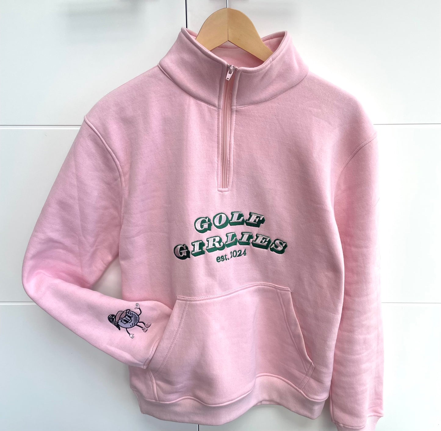 Golf Girlies Pink and Green 1/4 zip