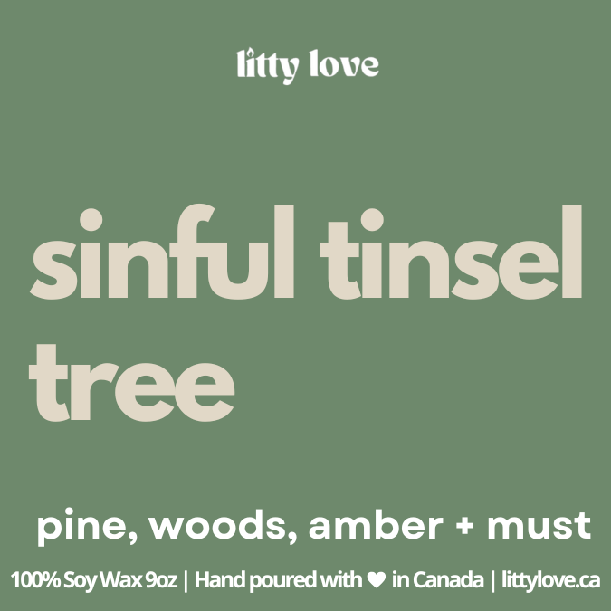 sinful tinsel tree - 9oz candle