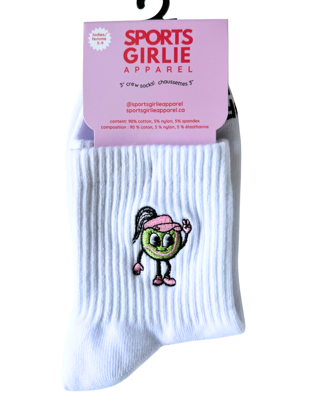 Tennis ball girlie embroidered socks
