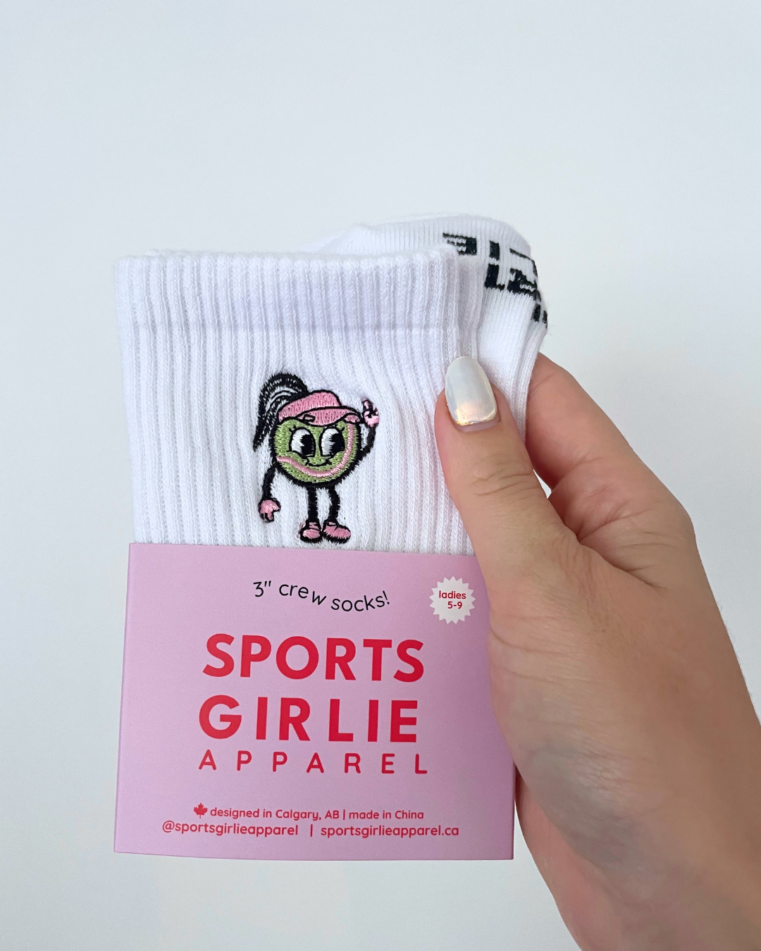 Tennis ball girlie embroidered socks
