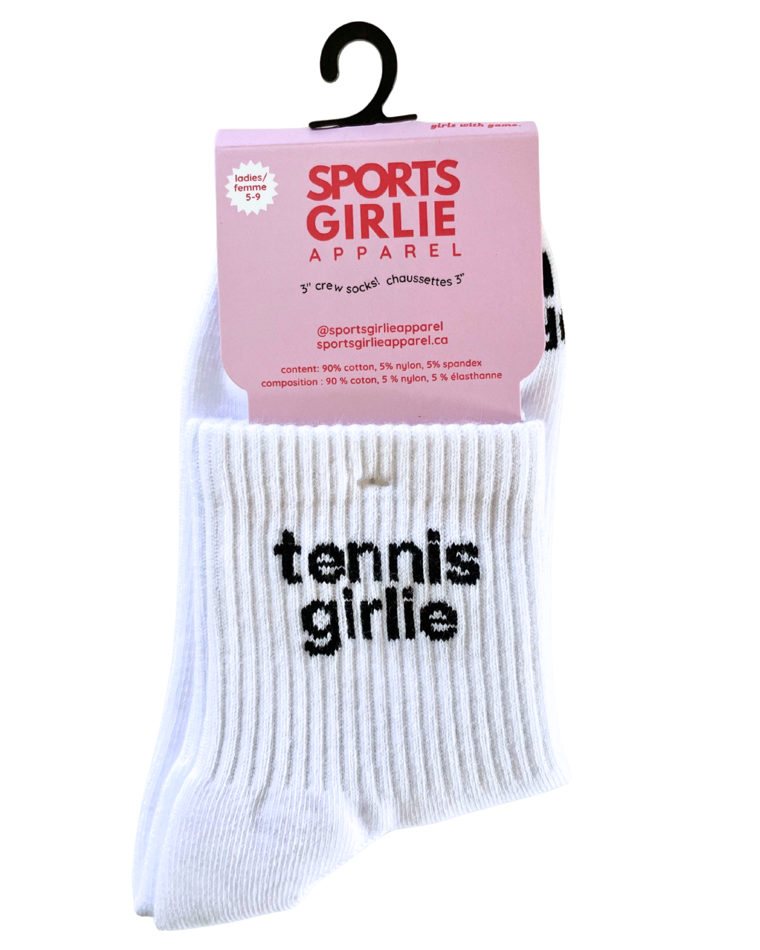 Tennis girlie words - jacquard crew socks