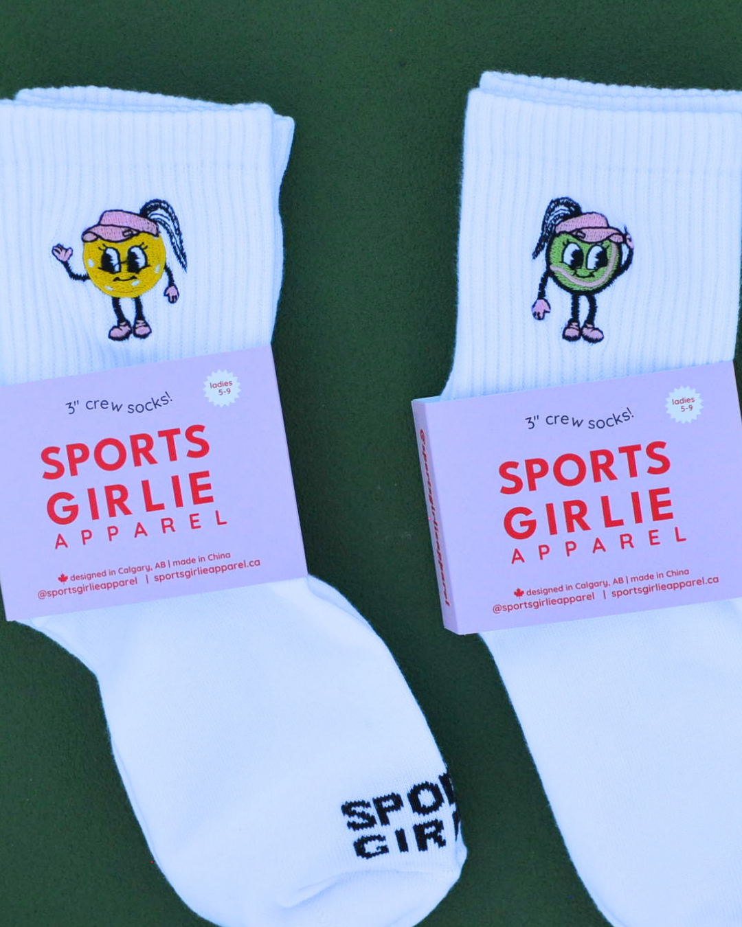 Tennis ball girlie embroidered socks