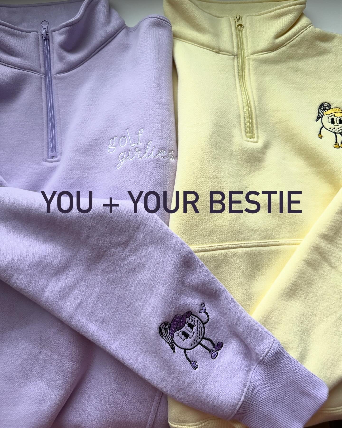 LILAC - kiss my putt golf 1/4 zip sweater