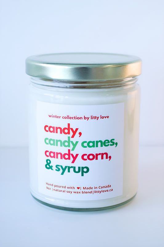 candy, candy canes, candy corn, & syrup - 9oz candle