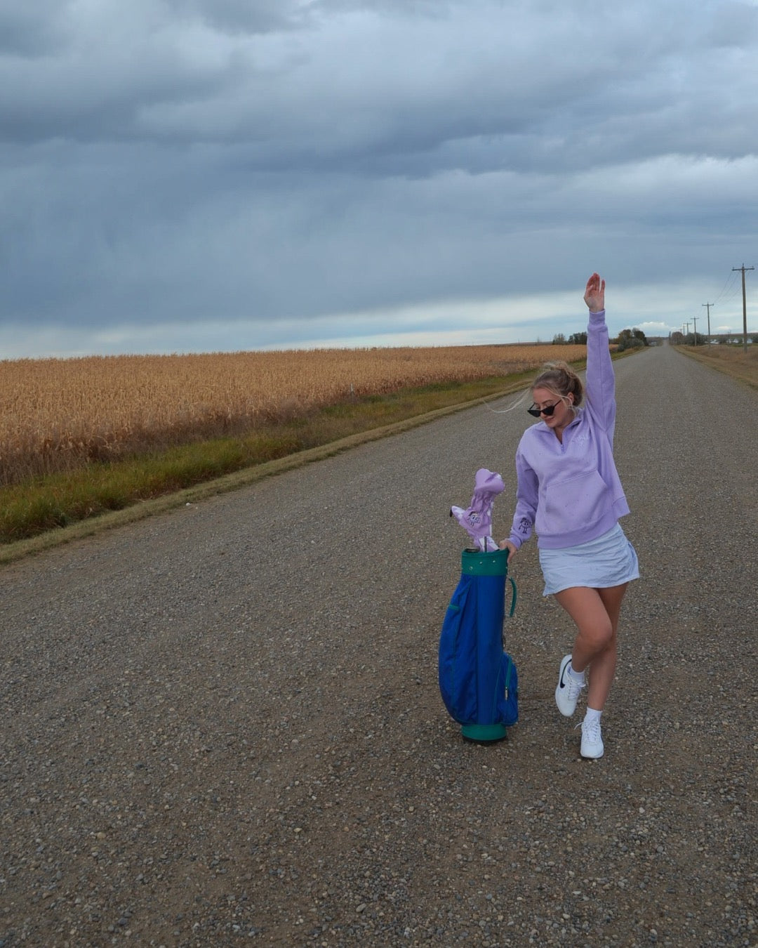 LILAC - kiss my putt golf 1/4 zip sweater