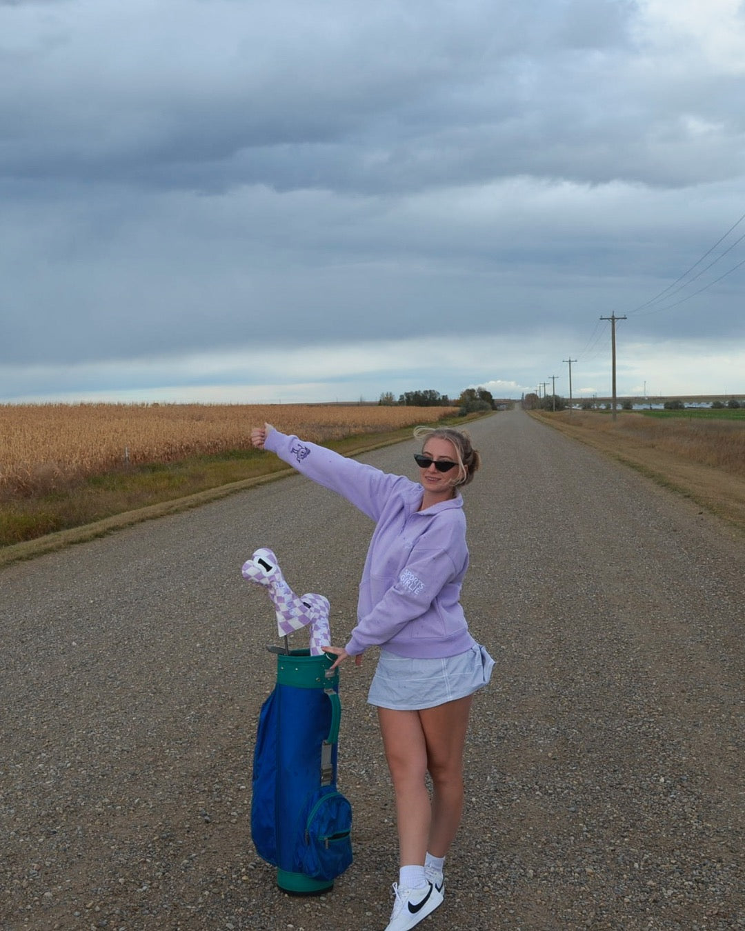 LILAC - kiss my putt golf 1/4 zip sweater