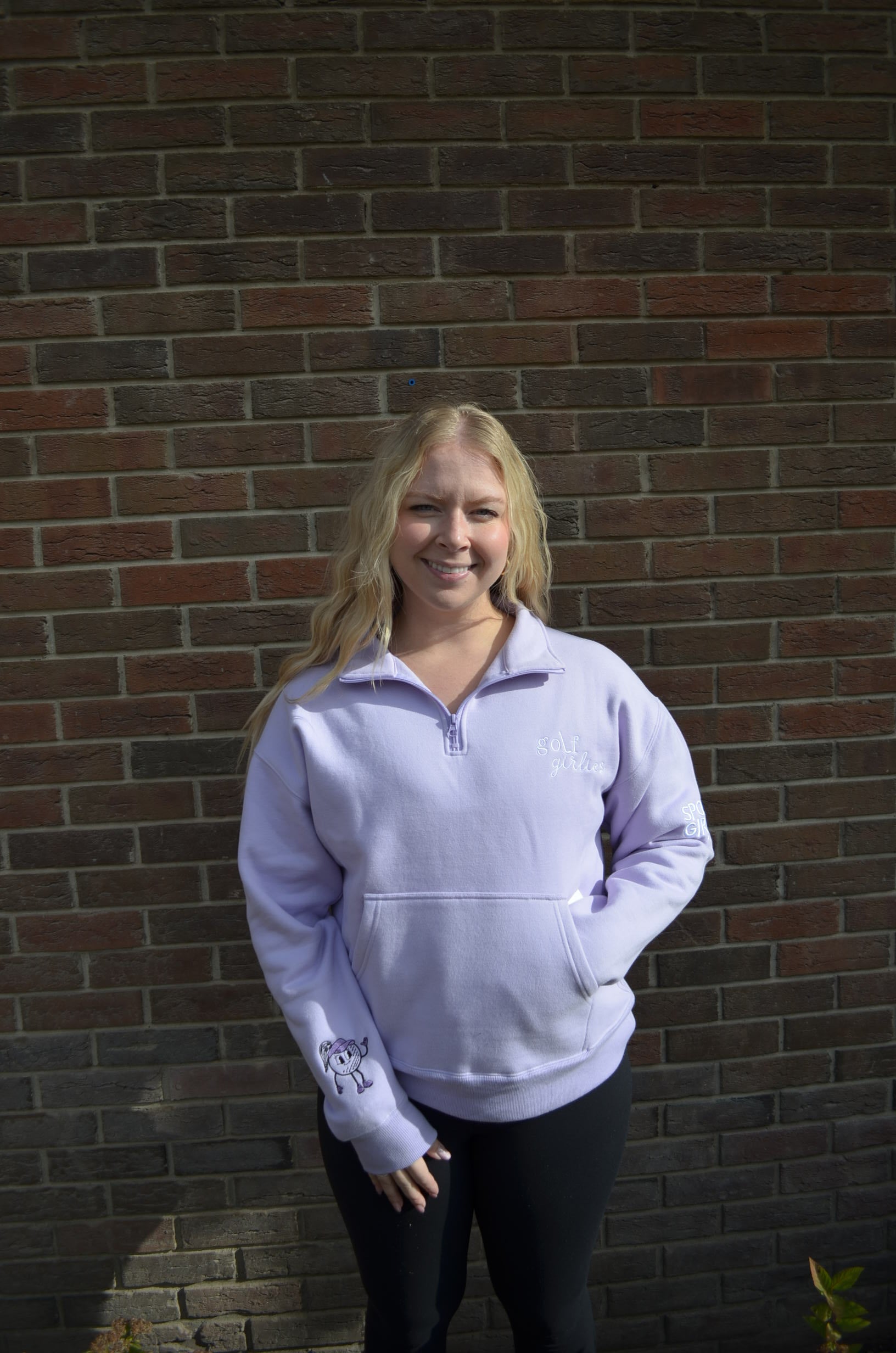 LILAC - kiss my putt golf 1/4 zip sweater – sports girlie apparel