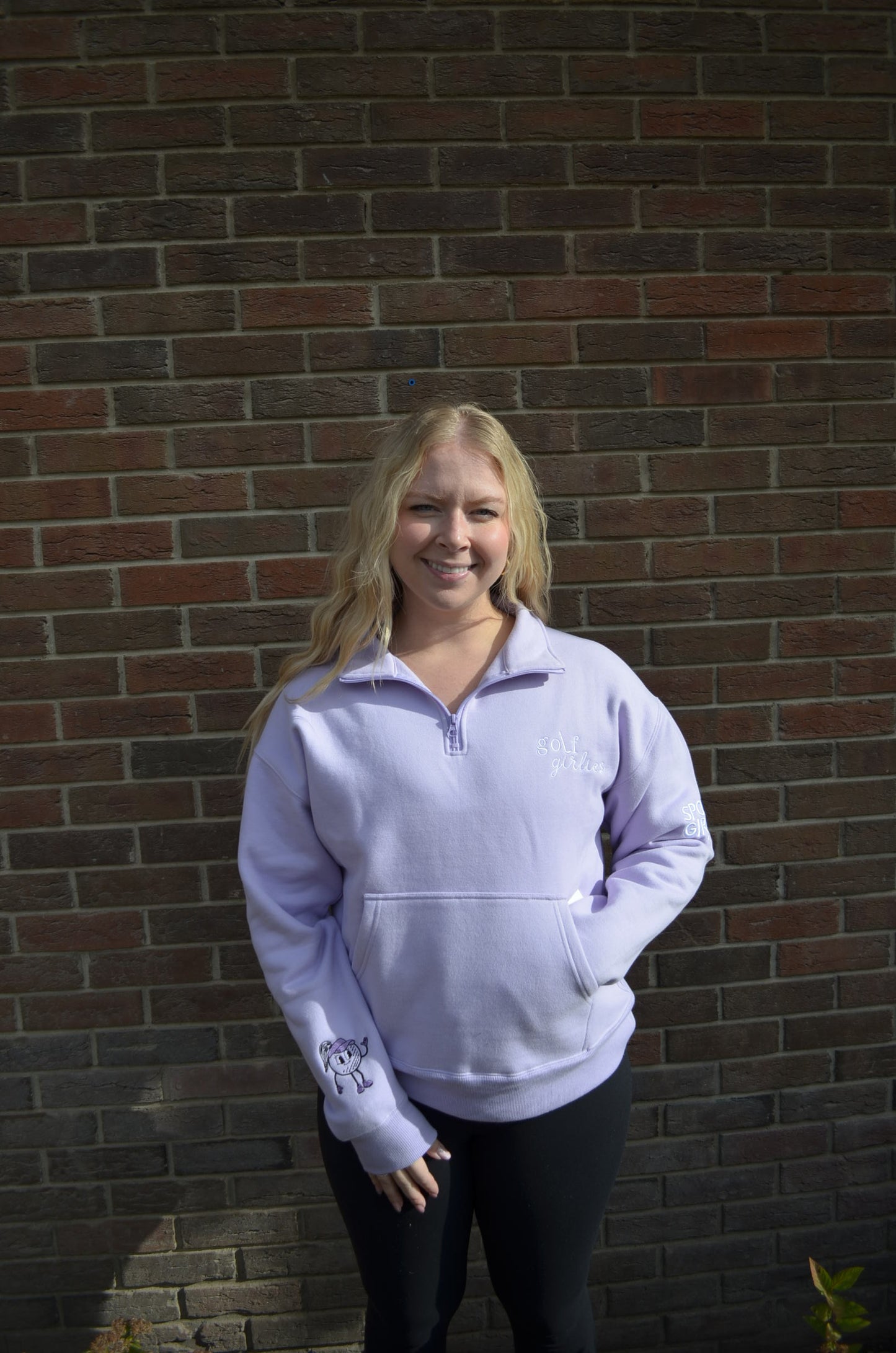 LILAC - kiss my putt golf 1/4 zip sweater