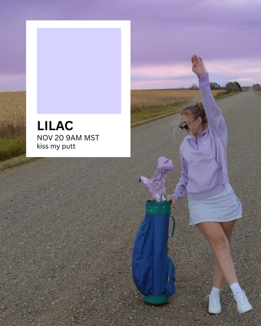 LILAC - kiss my putt golf 1/4 zip sweater